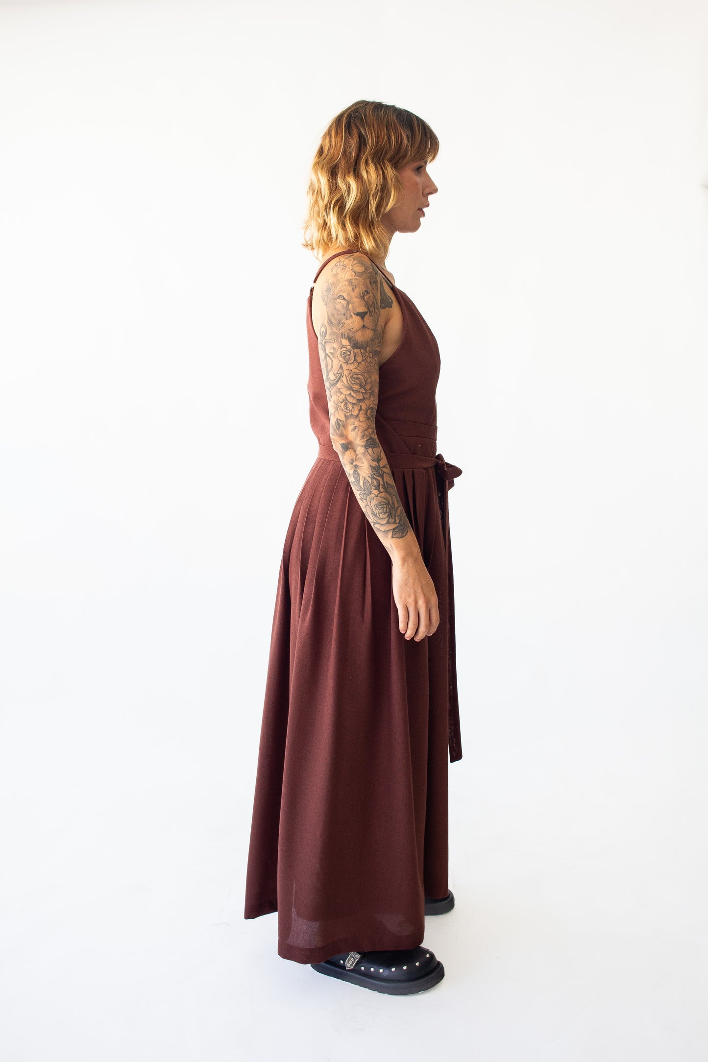 Vestido Pregas em Linho